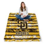 customized san diego padres floral stripes brown white blanket high quality