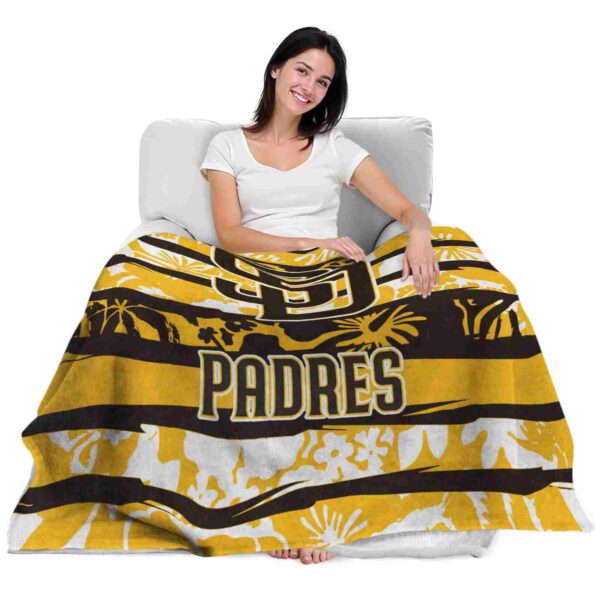 customized san diego padres floral stripes brown white blanket latest model