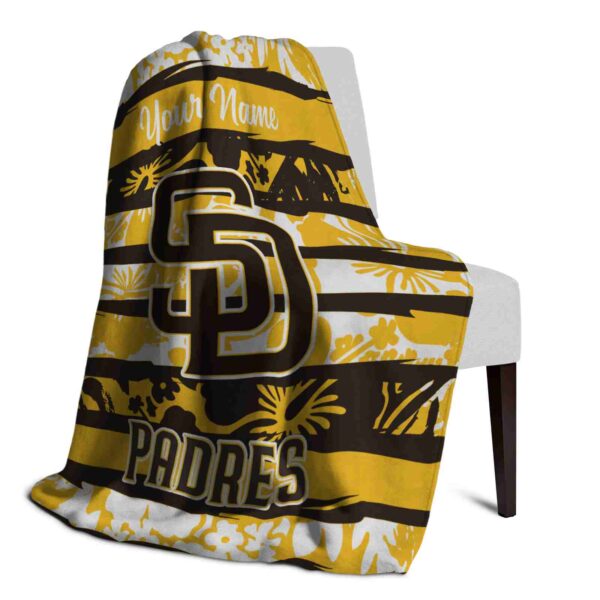 customized san diego padres floral stripes brown white blanket top rated
