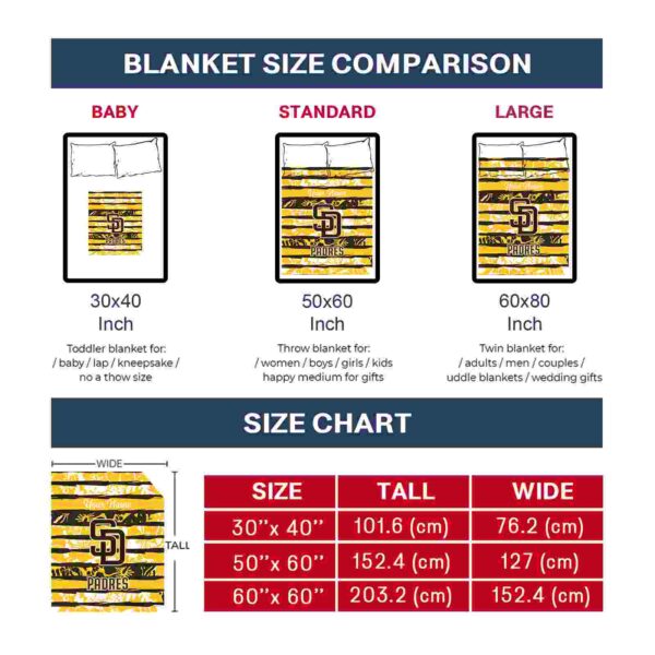 customized san diego padres floral stripes brown white blanket trendy