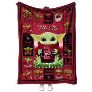customized san diego state aztecs baby yoda red blanket best selling