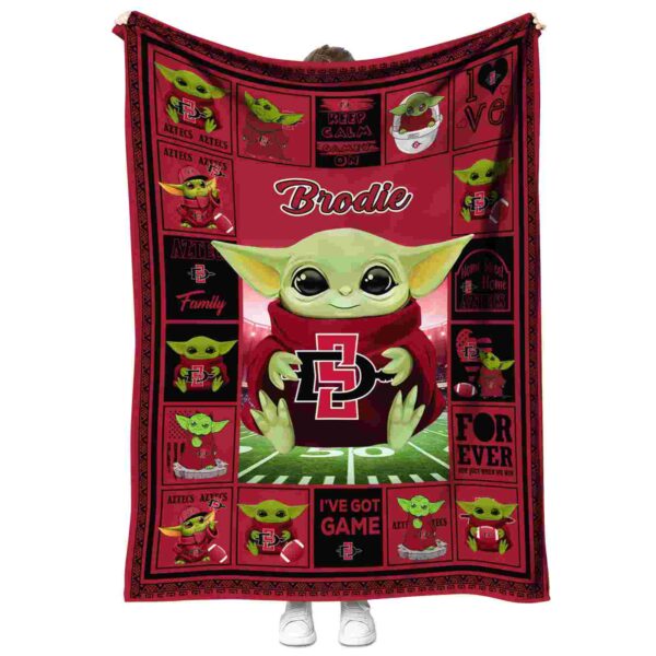 customized san diego state aztecs baby yoda red blanket best selling