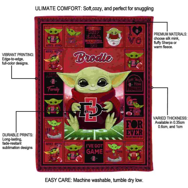 customized san diego state aztecs baby yoda red blanket new arrival