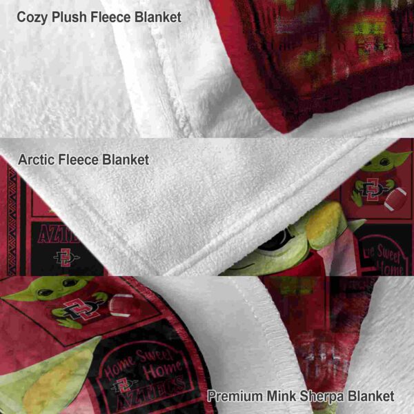 customized san diego state aztecs baby yoda red blanket premium grade