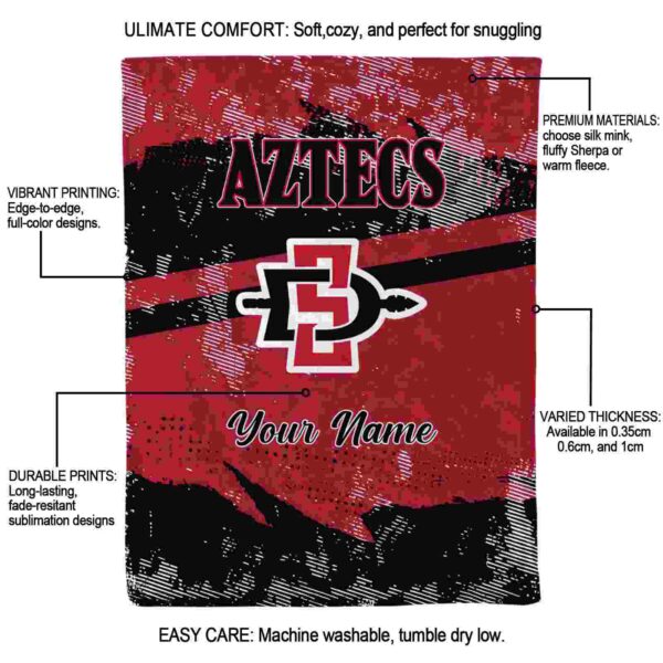 customized san diego state aztecs grunge streaks red blanket new arrival