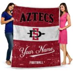 customized san diego state aztecs grunge texture red white blanket fashion forward