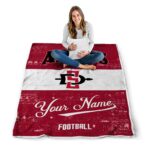 customized san diego state aztecs grunge texture red white blanket high quality