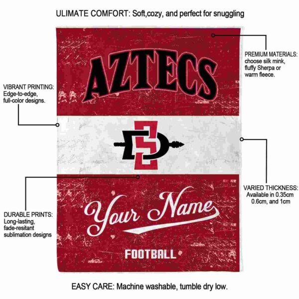 customized san diego state aztecs grunge texture red white blanket new arrival