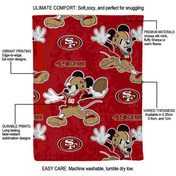 customized san francisco 49ers mickey red blanket new arrival