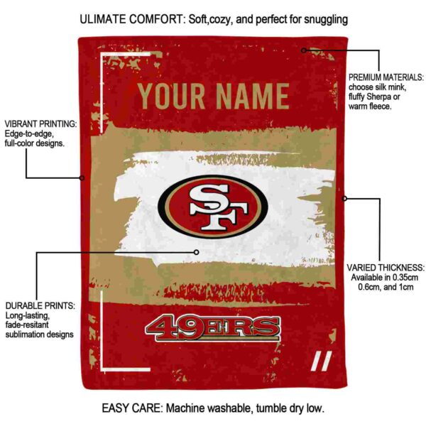 customized san francisco 49ers paint strokes red white blanket new arrival