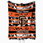 customized san francisco giants floral stripes orange white blanket best selling