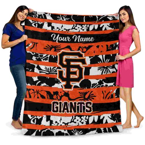 customized san francisco giants floral stripes orange white blanket fashion forward