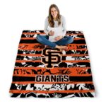customized san francisco giants floral stripes orange white blanket high quality