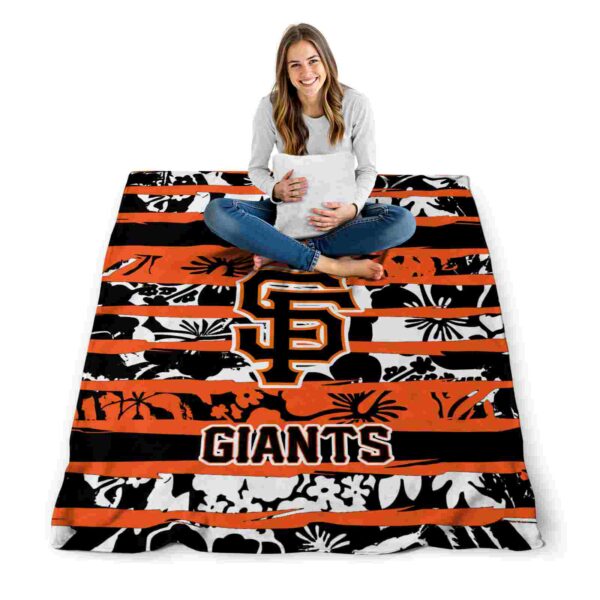 customized san francisco giants floral stripes orange white blanket high quality