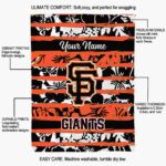 customized san francisco giants floral stripes orange white blanket new arrival