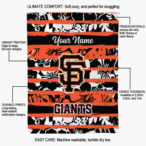 customized san francisco giants floral stripes orange white blanket new arrival