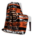 customized san francisco giants floral stripes orange white blanket top rated