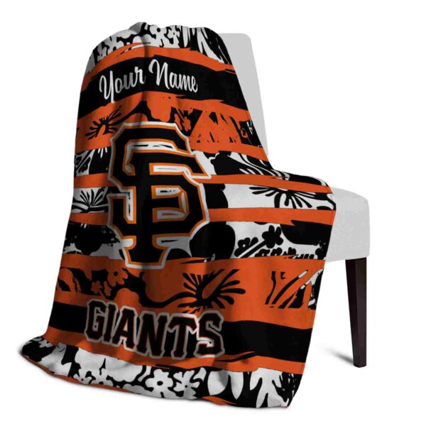customized san francisco giants floral stripes orange white blanket top rated