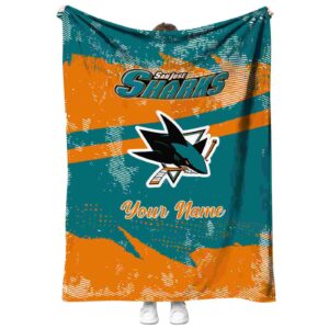 customized san jose sharks grunge streaks teal blanket best selling