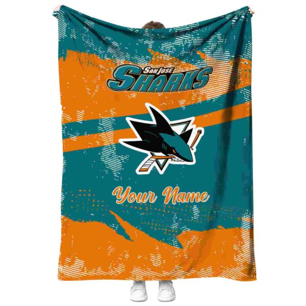 customized san jose sharks grunge streaks teal blanket best selling