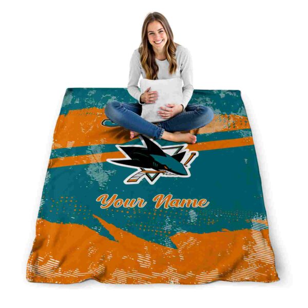 customized san jose sharks grunge streaks teal blanket high quality