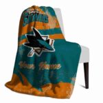 customized san jose sharks grunge streaks teal blanket top rated