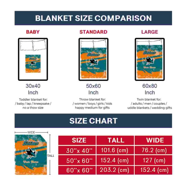 customized san jose sharks grunge streaks teal blanket trendy