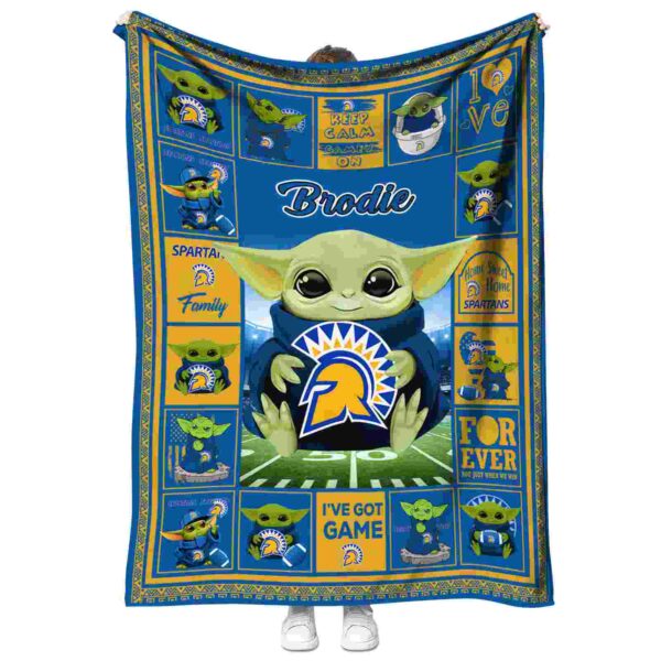 customized san jose state spartans baby yoda blue blanket best selling