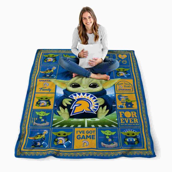 customized san jose state spartans baby yoda blue blanket high quality