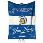 customized san jose state spartans grunge texture blue white blanket best selling