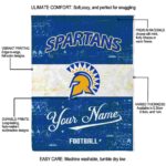 customized san jose state spartans grunge texture blue white blanket best selling