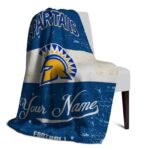 customized san jose state spartans grunge texture blue white blanket best selling
