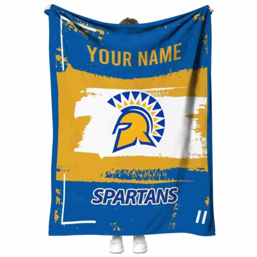 customized san jose state spartans paint strokes blue white blanket best selling