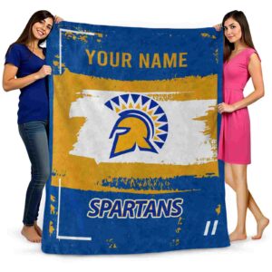 customized san jose state spartans paint strokes blue white blanket fashion forward