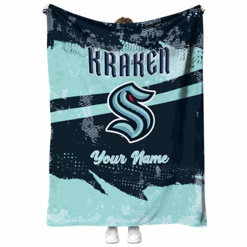 customized seattle kraken grunge streaks blue blanket best selling