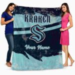 customized seattle kraken grunge streaks blue blanket best selling