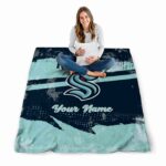 customized seattle kraken grunge streaks blue blanket best selling