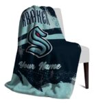 customized seattle kraken grunge streaks blue blanket best selling