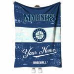 customized seattle mariners grunge texture navy blue white blanket best selling