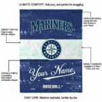 customized seattle mariners grunge texture navy blue white blanket best selling