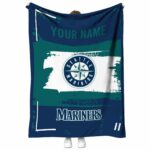 customized seattle mariners paint strokes navy blue white blanket best selling