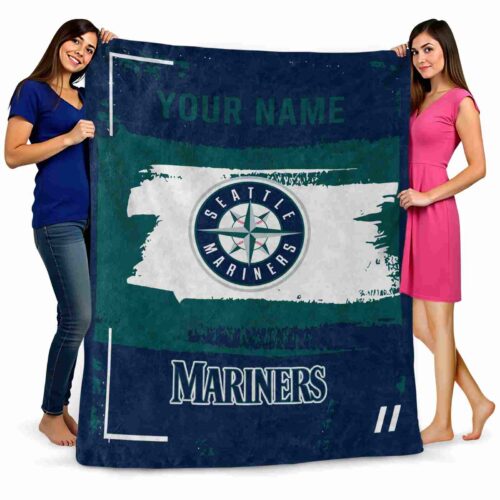customized seattle mariners paint strokes navy blue white blanket fashion forward