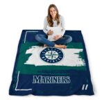 customized seattle mariners paint strokes navy blue white blanket high quality