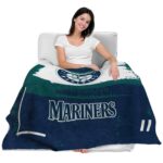 customized seattle mariners paint strokes navy blue white blanket latest model
