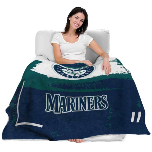 customized seattle mariners paint strokes navy blue white blanket latest model
