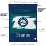 customized seattle mariners paint strokes navy blue white blanket new arrival