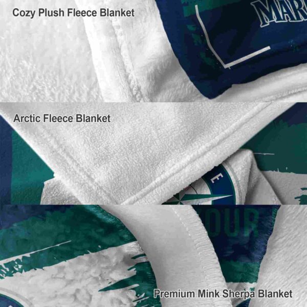 customized seattle mariners paint strokes navy blue white blanket premium grade