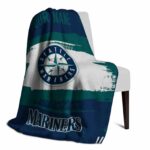 customized seattle mariners paint strokes navy blue white blanket top rated