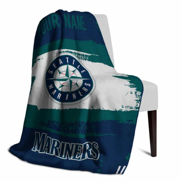 customized seattle mariners paint strokes navy blue white blanket top rated