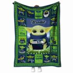 customized seattle seahawks baby yoda blue blanket best selling